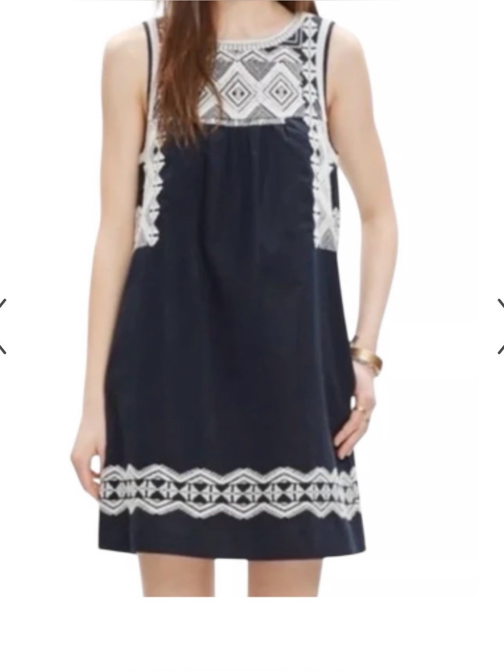 Madewell Navy & White Embroidered Sleeveless Dress